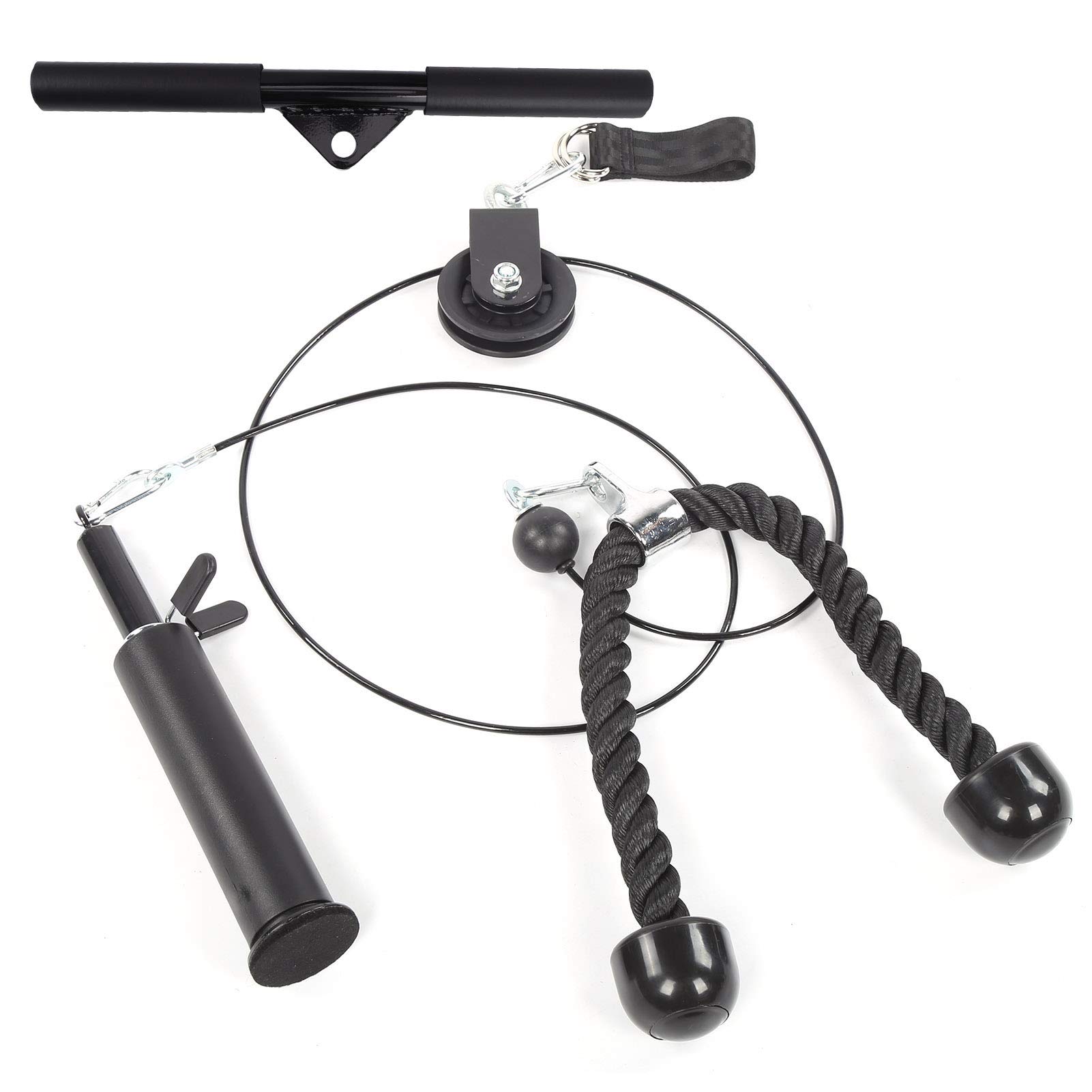 VGEBY Equipo de Fitness Juego de Polea de Nailon de Acero Cuerda de Tracción de Doble Extremo con Desmontable Pasador de Carga de 25 Mm 2 Longitudes de Cable para Gimnasio en Casa Entrenamiento de