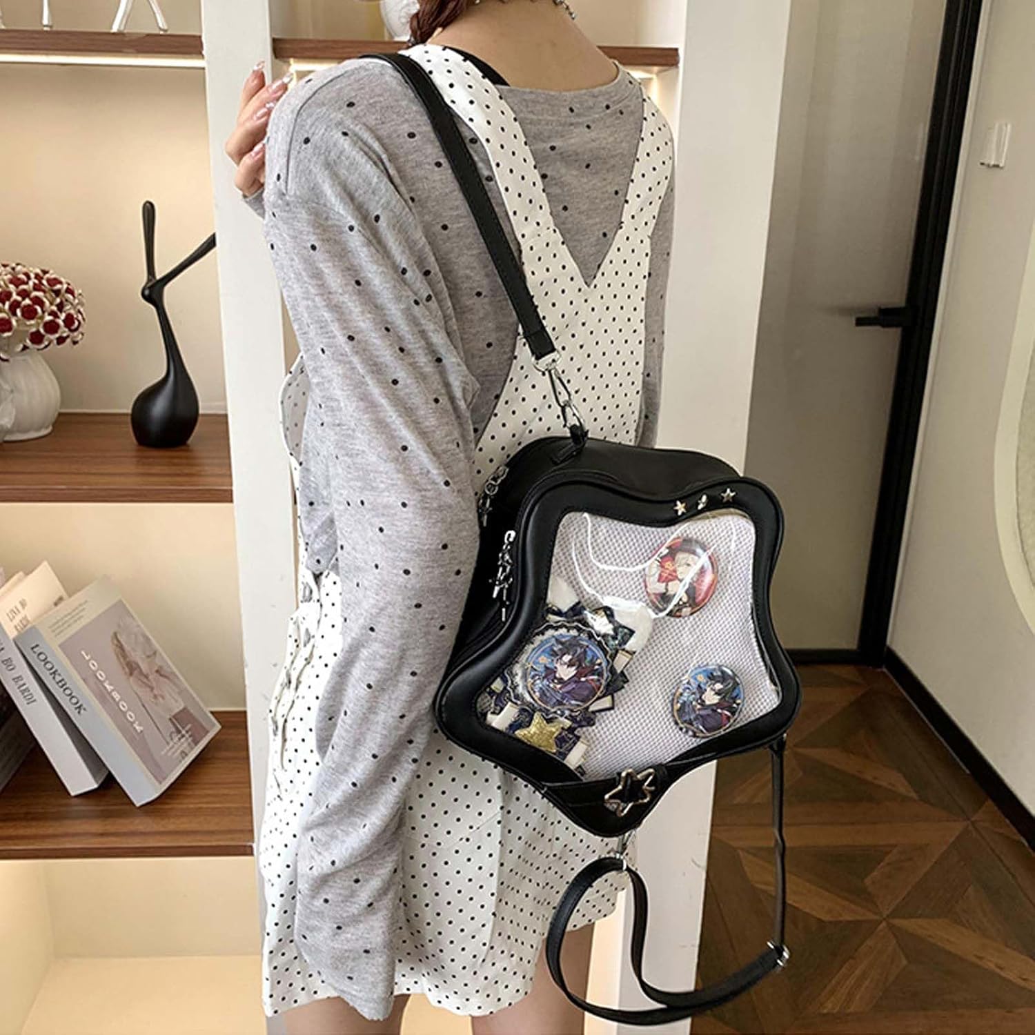 Pins Display Crossbody Bag Star-Shaped Ita Bag Y2k Aesthetic Cute Handbag for Anime Comic Con