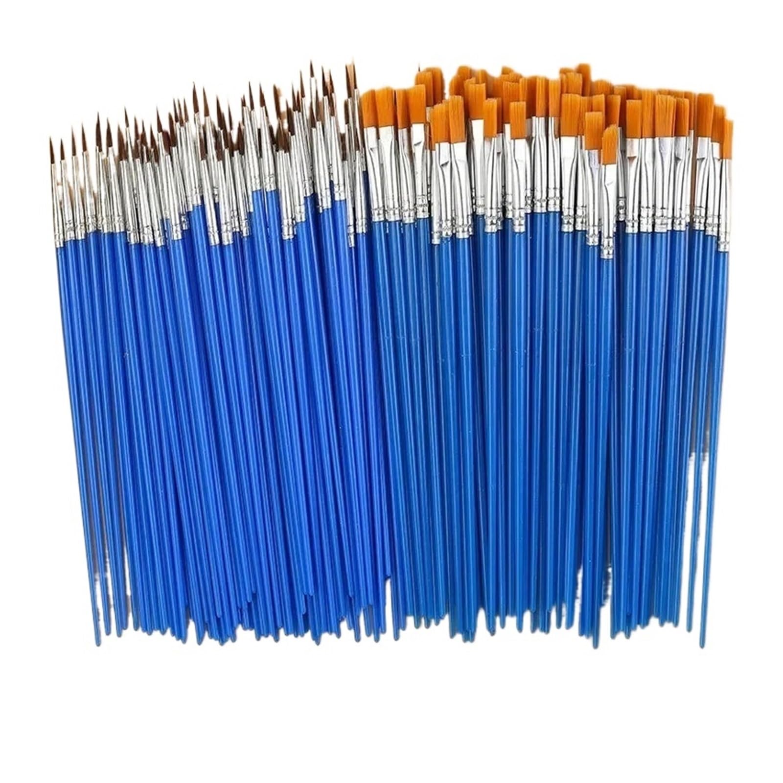 Brochas Pintura Juego de Pinceles Pintura Pelo Plano Redondo, Pincel con cerdas Nailon for Acuarela al óleo, Suministros Arte Escolar, 10/20/50 Uds(50 PCS Flat Brushs)