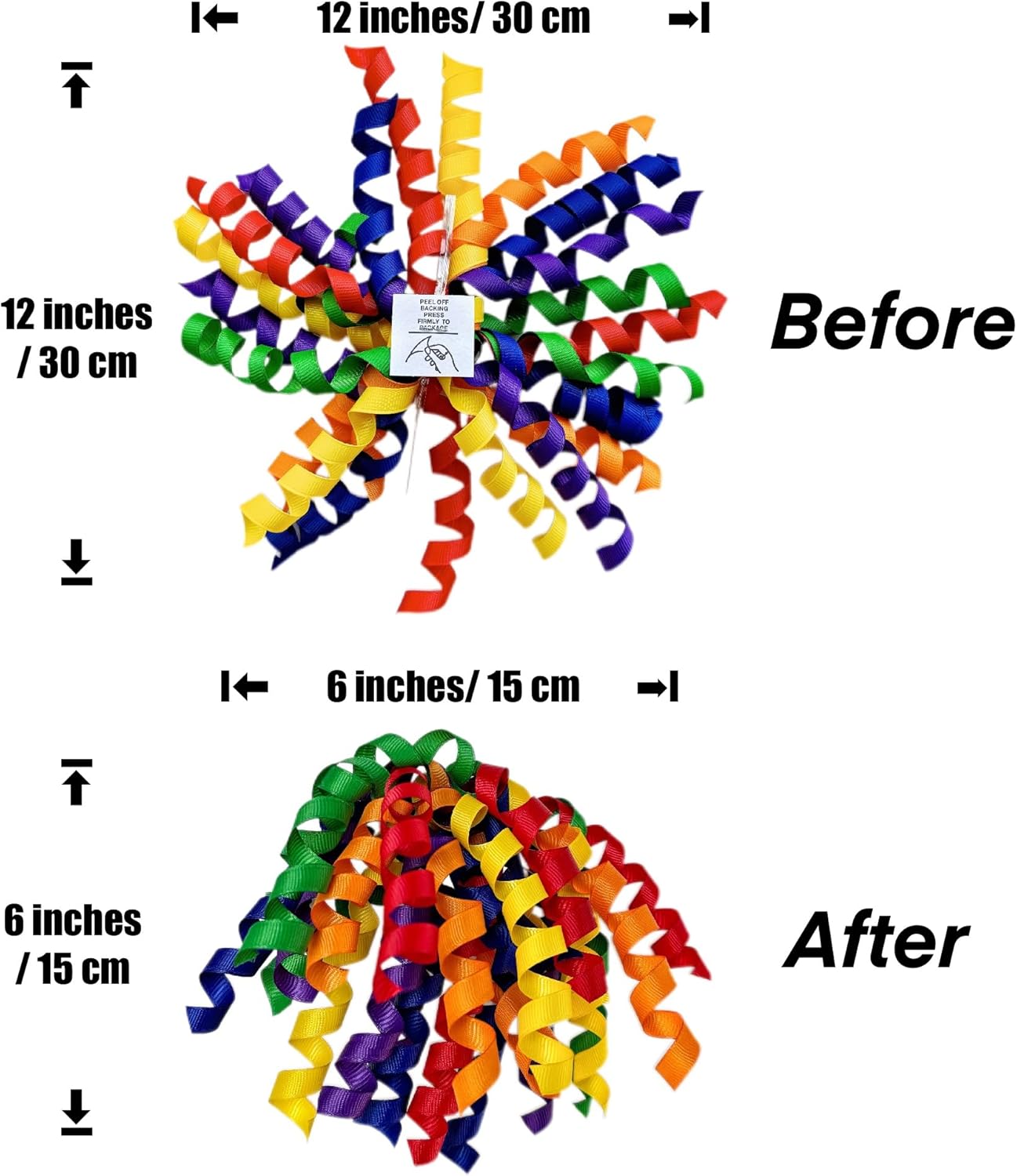 6PCS Self-Adhesive Curly Bows, 6" Rainbow Ribbon Bow, Pre-Made Bows for Gift Wrap, for Basket Decoration, Wine Bottle, Present Bow for Birthday, Party, Pride Month, Anniversary(Rainbow, 6 inches) - Image 2