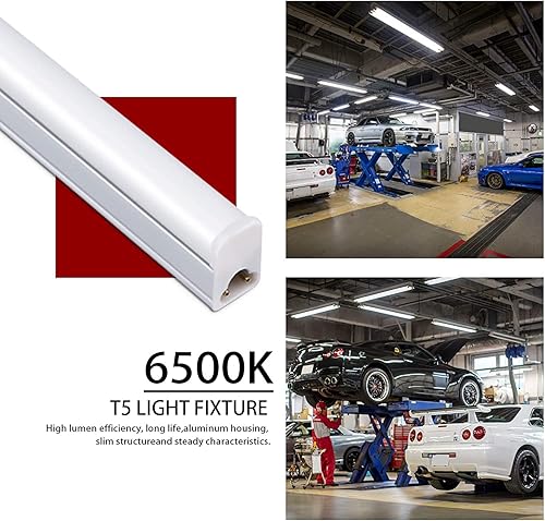 Miniatura 2 de Kihung Paquete de 12 luces LED de tienda de 4 pies, 20 W, 2200 lm, 6500 K, luz de garaje súper brillante, T5 de 4 pies, luces de tienda ideales para