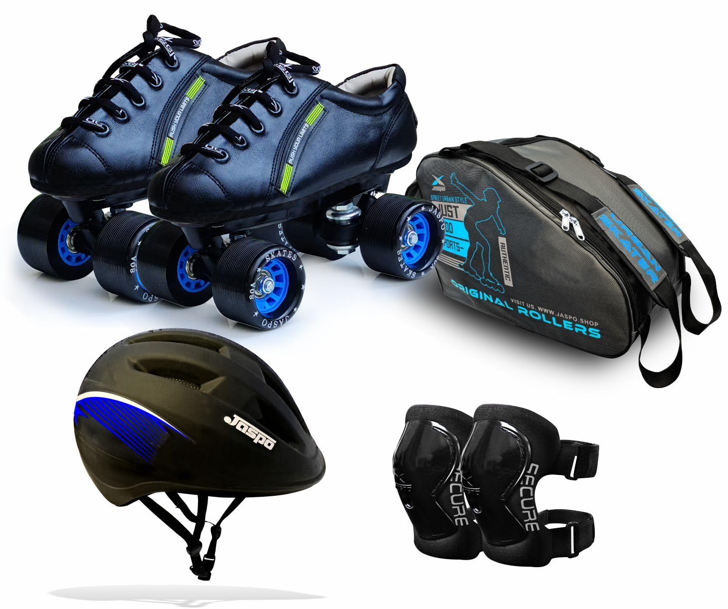 jaspo Kids Hail Stone Eco Shoe Skate Combo (Shoe Skates+ Helmet+Knee+Bag, Size-11 Uk (Age 4-5 Yrs) Outdoor Wheel, Sky Blue) (B06XTKVNMW) Amazon Price History, Amazon Price Tracker