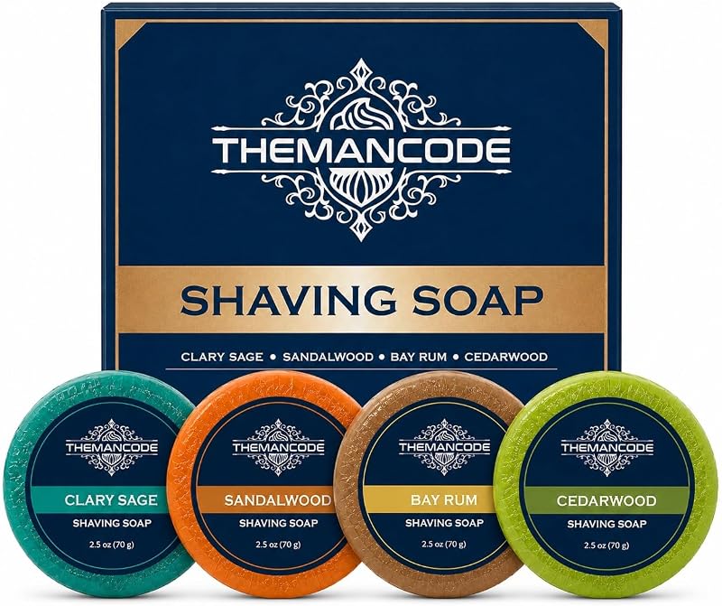 Sabonete de barbear THEMANCODE com 4 fragrâncias, 4 unidades de 71 g