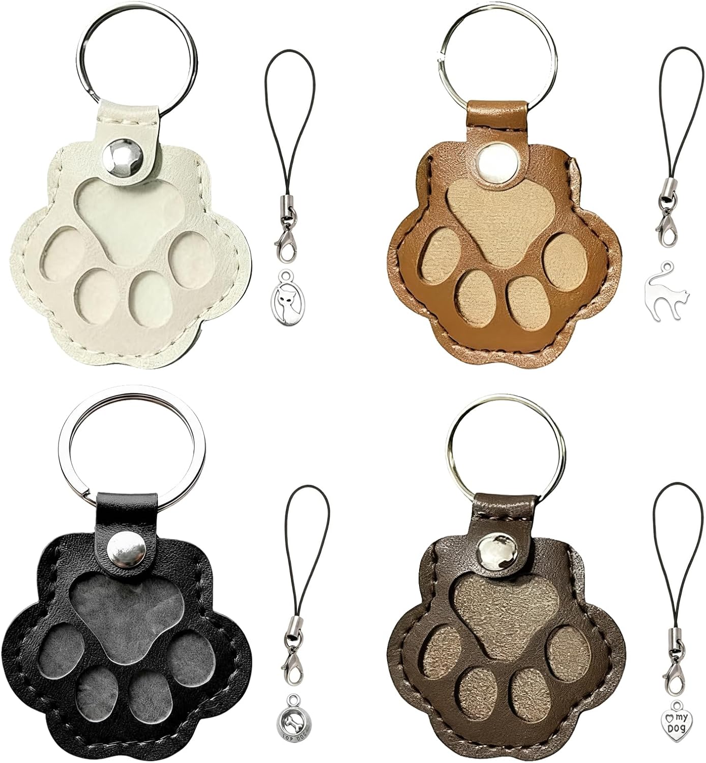 4 Pcs Pet Hair Storage Keychain Kit, Eternal Memorial Charm Key Holder, Unique Pet Remembrance Gift