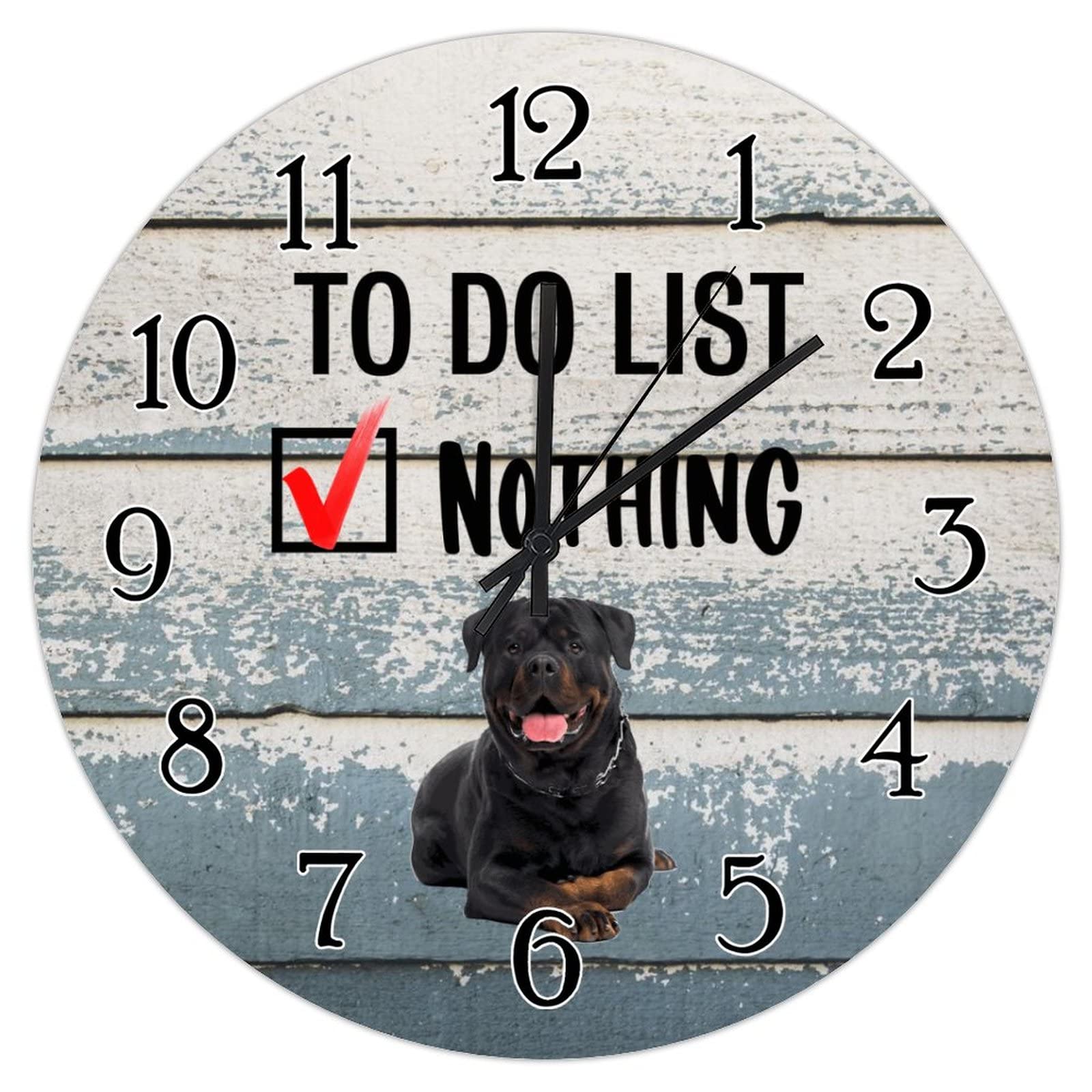 Horloge murale Rottweiler 38cm ronde sans bruit déco rustique maison