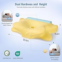 Vista 4 de Almohada cervical para aliviar el dolor de cuello, almohada de espuma viscoelástica de contorno con funda de almohada transpirable y refrescante