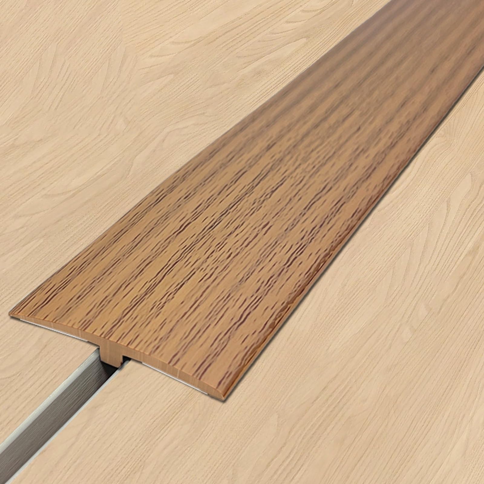 VQWQV Vinyl Floor Transition Strip Self-Adhesive PVC Trim L100cm（3.2ft） Wood Grain Design Easy To Clean Laminate Gap Covering Joining Strips(Light brown)
