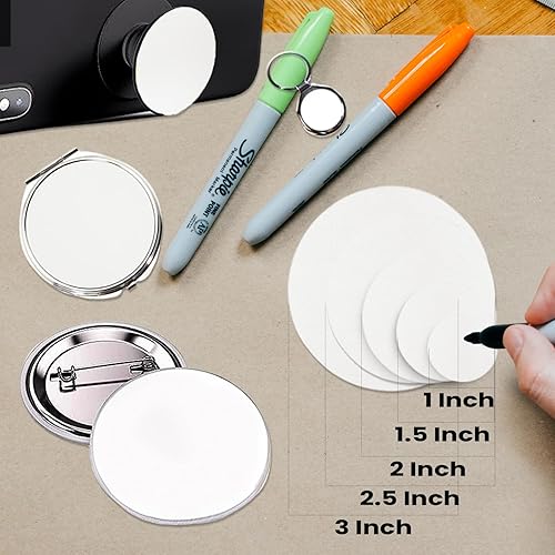 Miniatura 3 de Muka 100 hojas redondas de aluminio en blanco de sublimación de 2.5 pulgadas, tablero de transferencia de calor de aluminio para panca, soporte