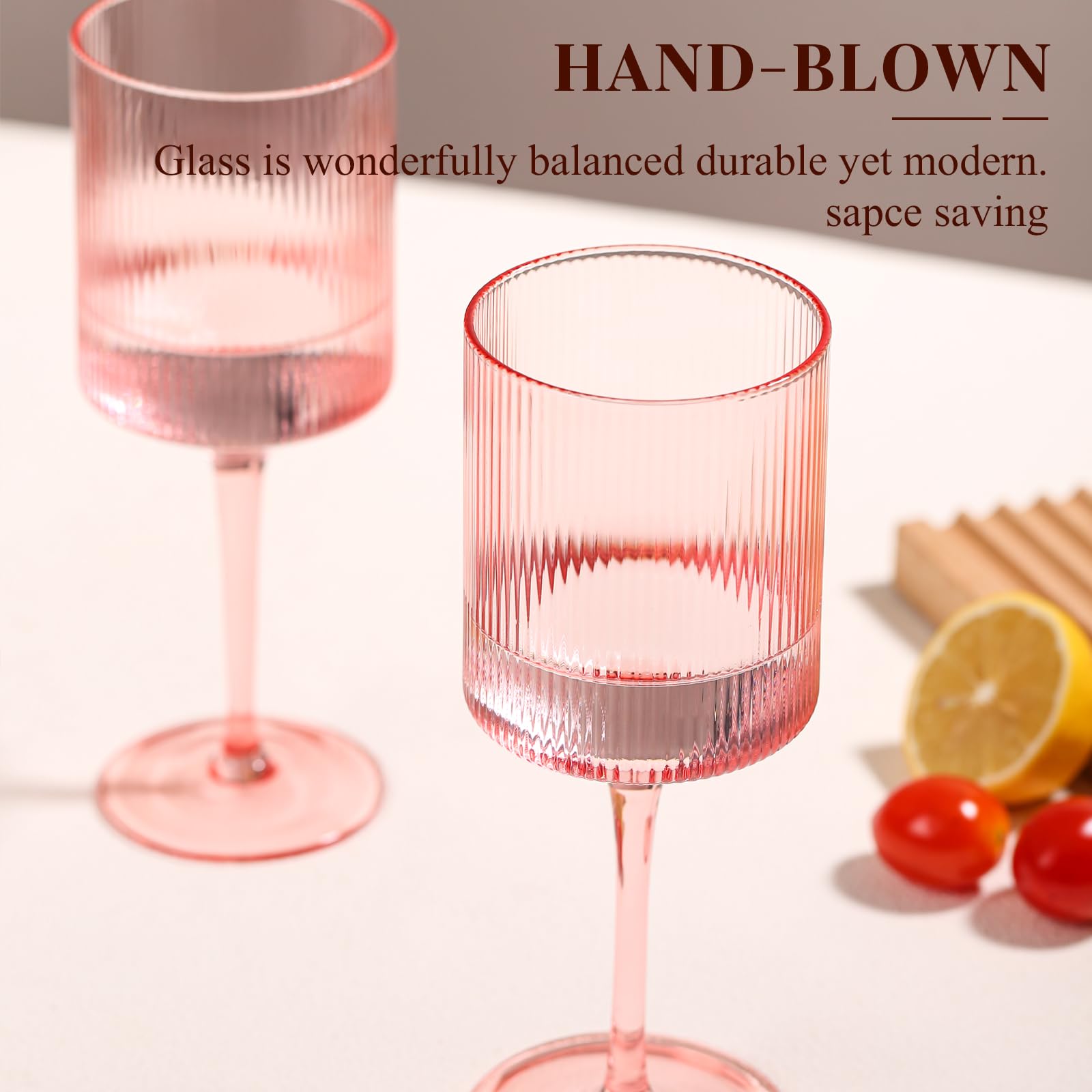 Weingläser, 6 Stück (Rosa Weingläser)