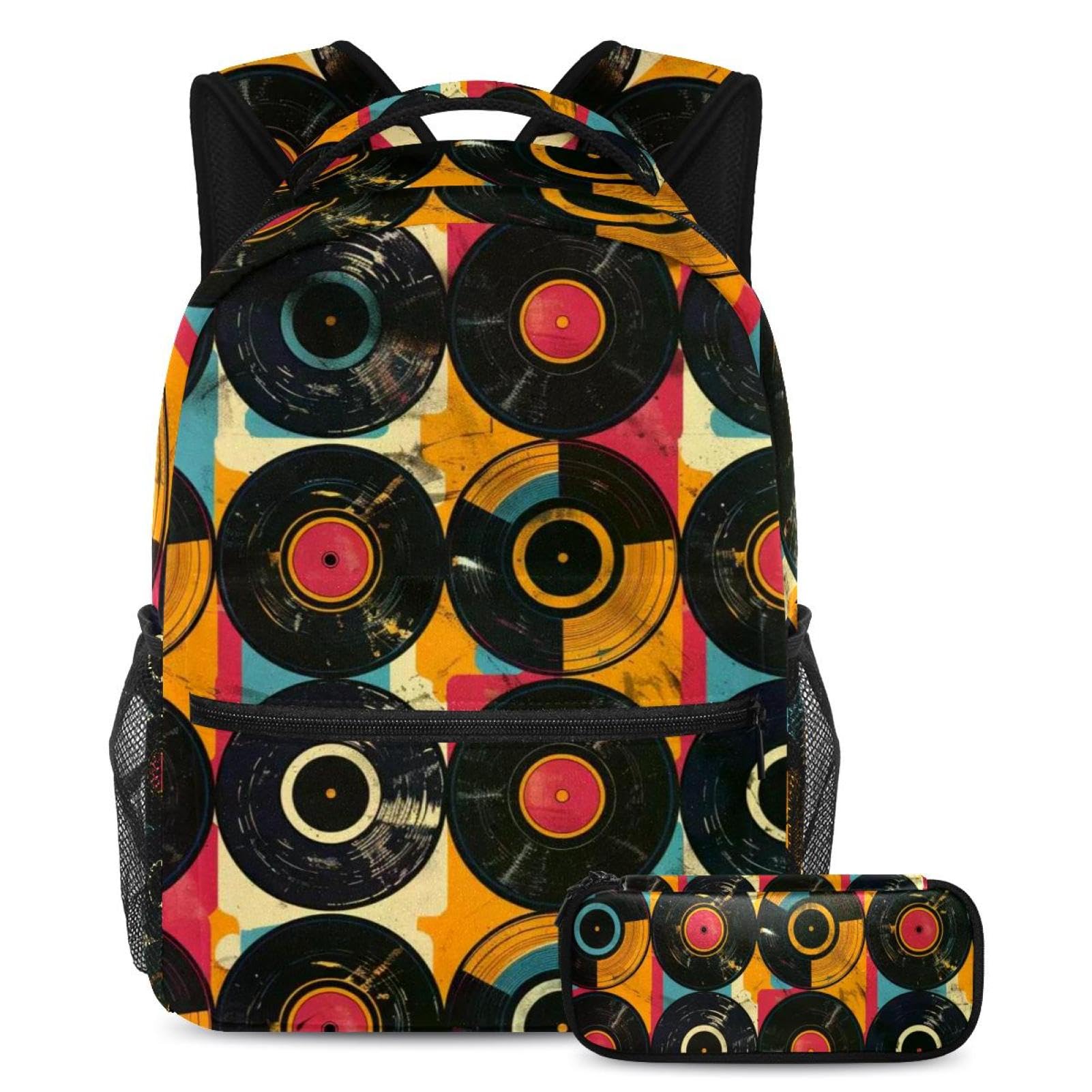 Cartable rétro en vinyle avec trousse grand format pour l'école - 7