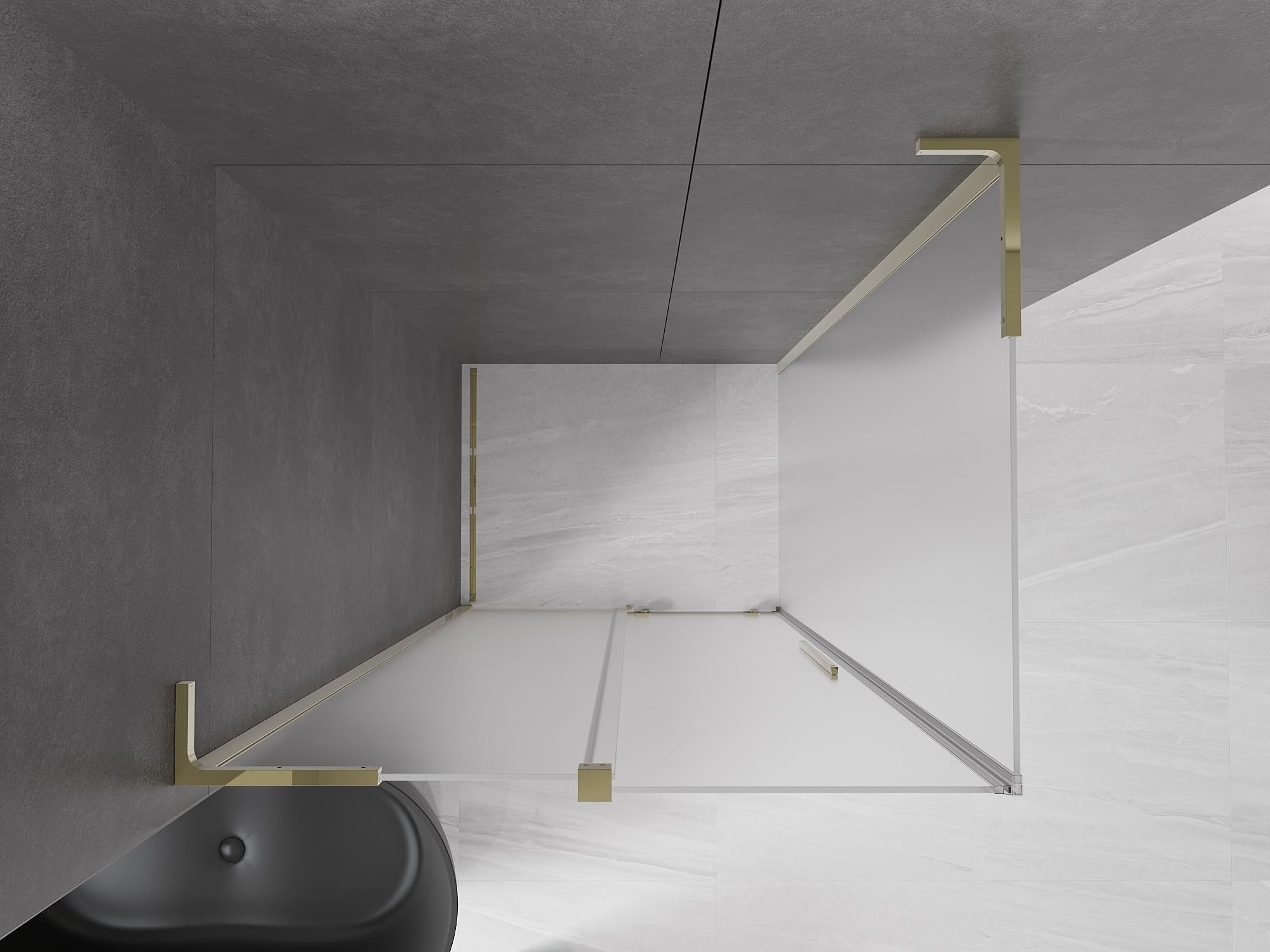 Mexen - Velar L - Box doccia estensibile 120 x 90 cm, colore grigio, oro