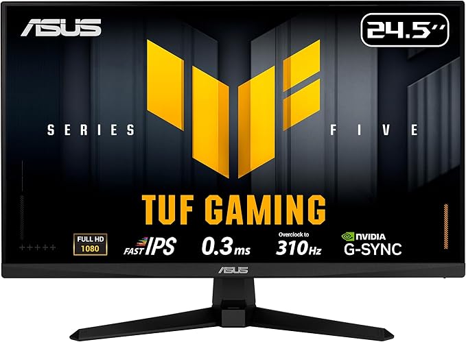 Moniteur de Jeu TUF Gaming Series 5 VG259QMR5A – Écran IPS Full HD 24,5 Pouces, 310 Hz (OC), 0,3 ms, Compatible G-Sync, AMD FreeSync™ Premium, ELMB Sync, 99% sRGB, DisplayWidget Center, IA de Jeu