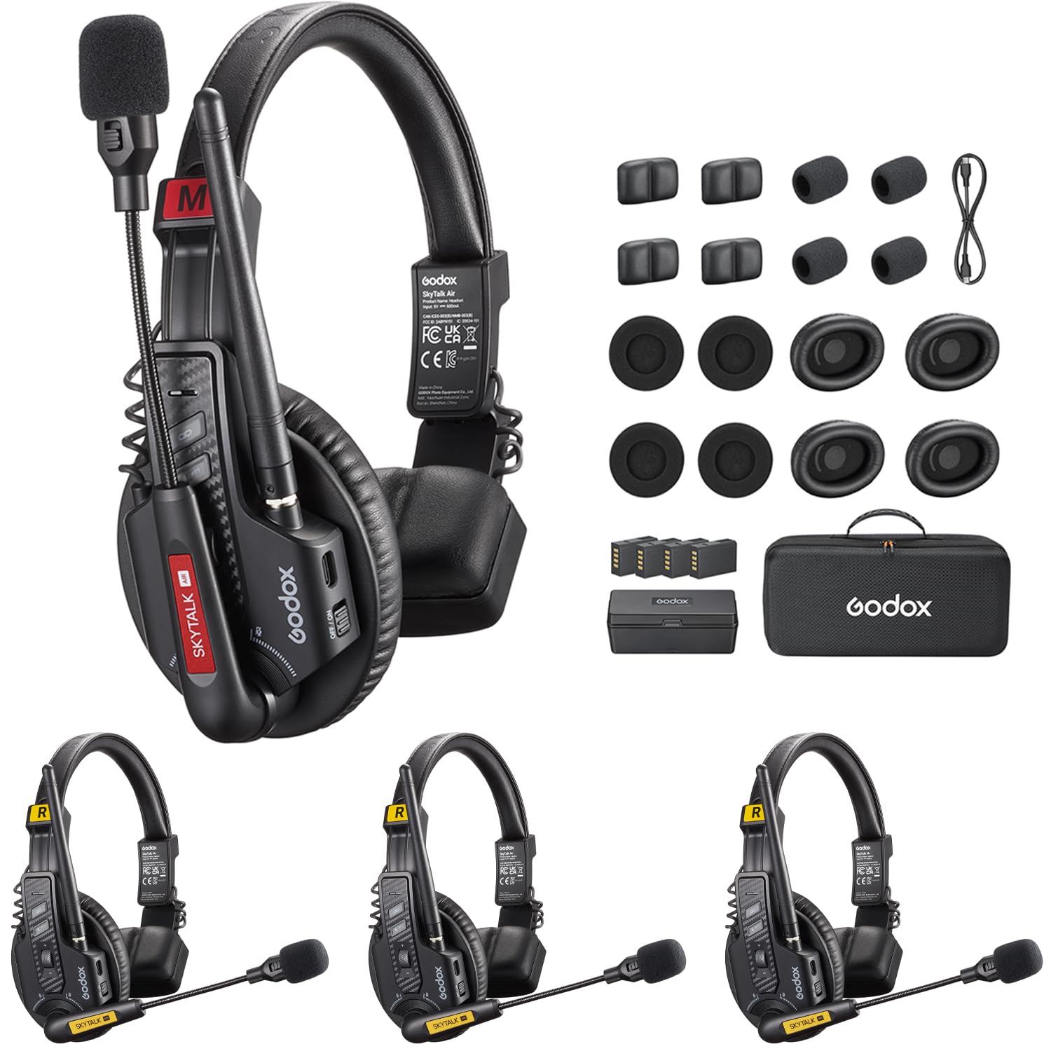 Skytalk Air 4S Wireless Intercom Headset System, 4 Person Full Duplex Team Communication…