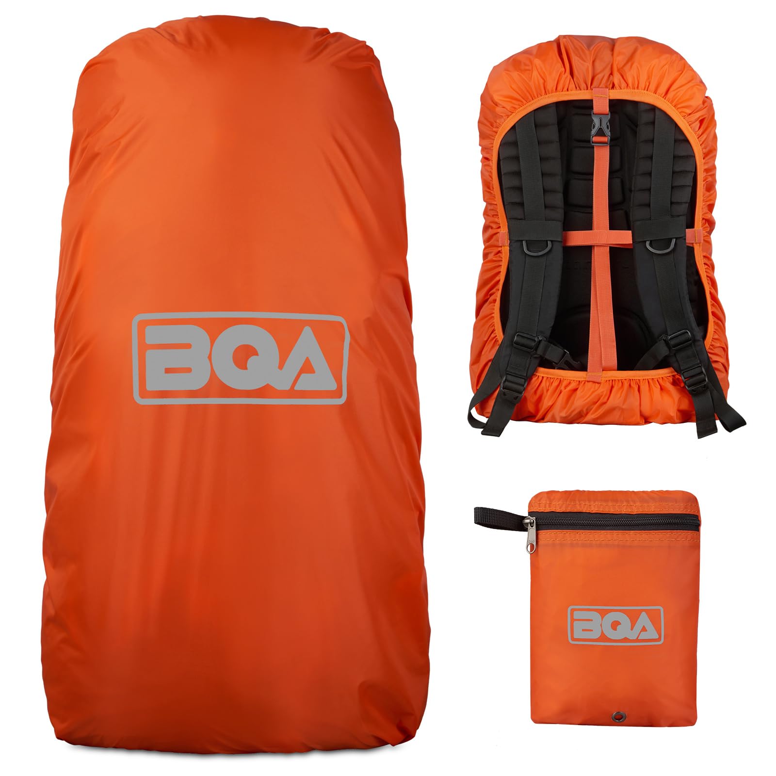 BQABackpack Rain Cover Waterproof Rating 5000mm with Adjustable Anti Slip Buckle Strap Upgraded Coating Reinforced Inner Layer, Integrated Carry Pouch Design for (10-70L)