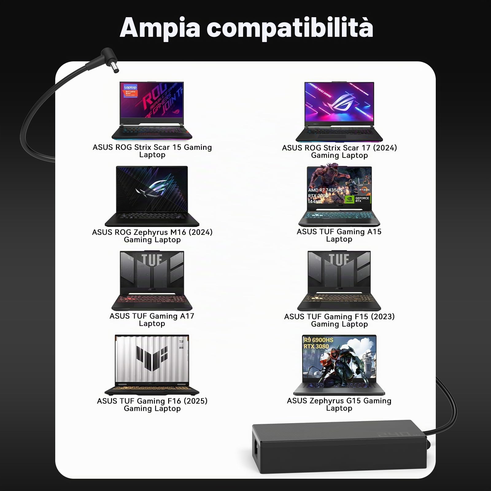 240W Caricatore per Asus TUF A15 A17 F15 F17 FA507 FX507 FA707 FX707 Zephyrus G14 G16 G15 S17 GA402 GA503 GU605 ROG Strix 15 17 G15 G17 G512 G513 G712 G713 Vivobook Pro 14X 15X 16X