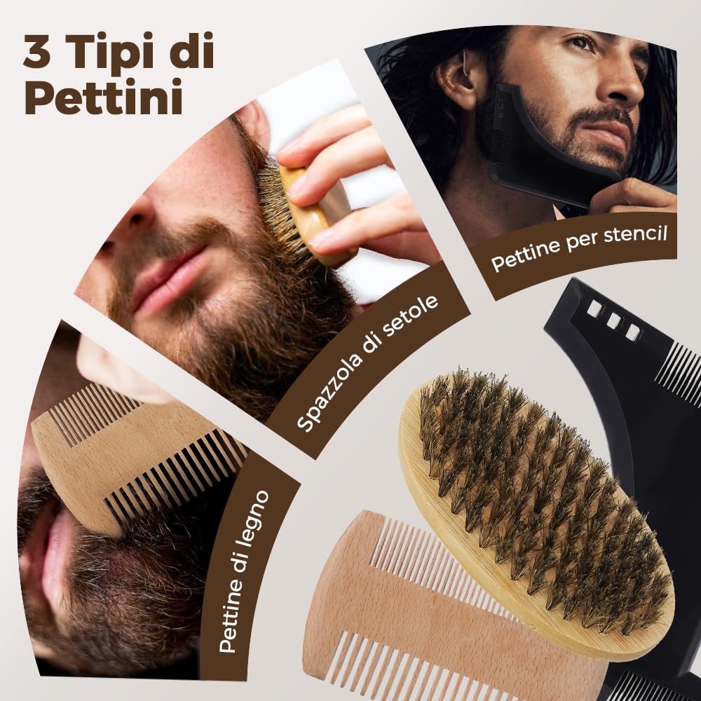 Bledras 13 in 1 Barba Cura Set, Cura Della Barba Professionale per Uomo, con Olio da Barba, Balsamo Barba, Shampoo Barba, Rasoio Dritto, Forbici, Spazzola,Pettine, Kit Barba Uomo Regali per Lui e Papà