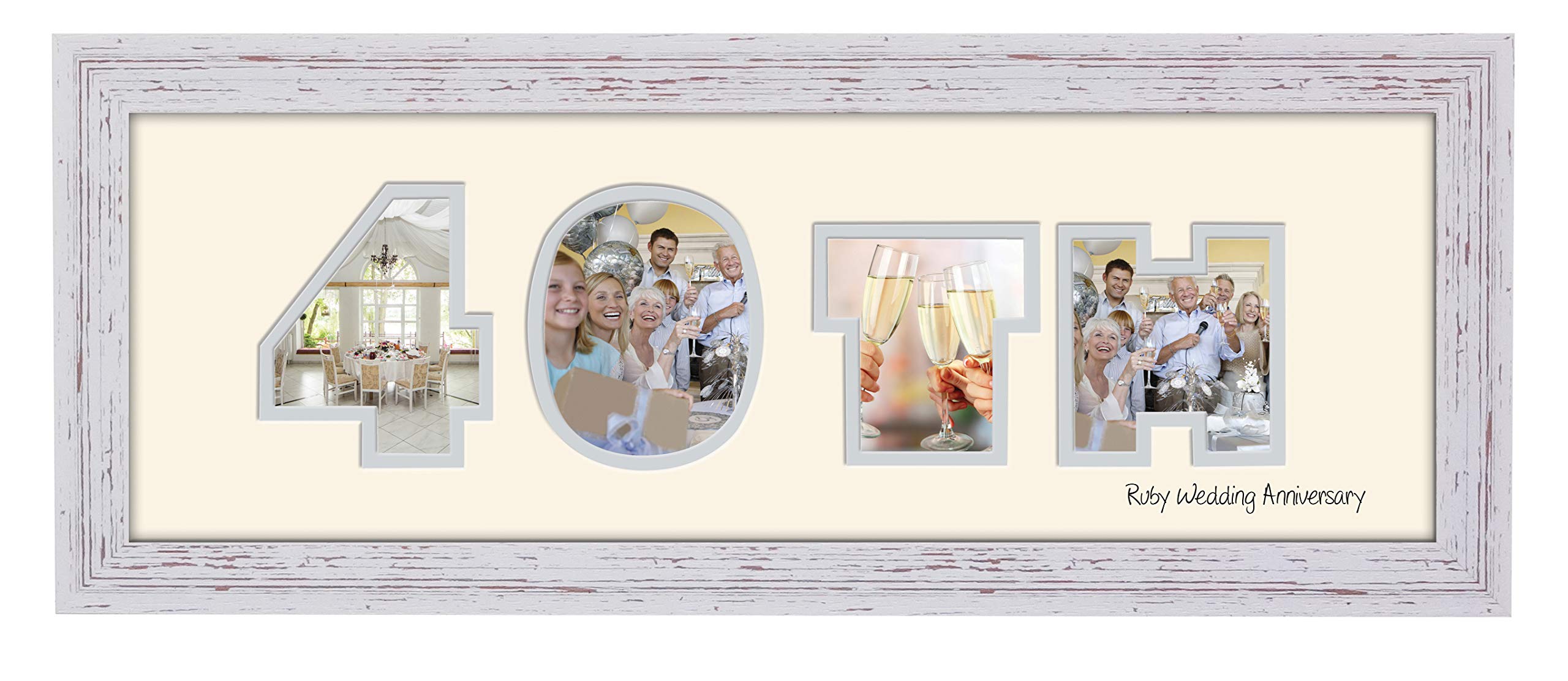 Photos In A Word Shabby Chic Frame Cream Mount Grey Inside 40Th Ruby Wedding Anniversary Photo Frame Double Mount Quality Gift 862A (Shabby Chic Frame Cream Mount Grey Inside)