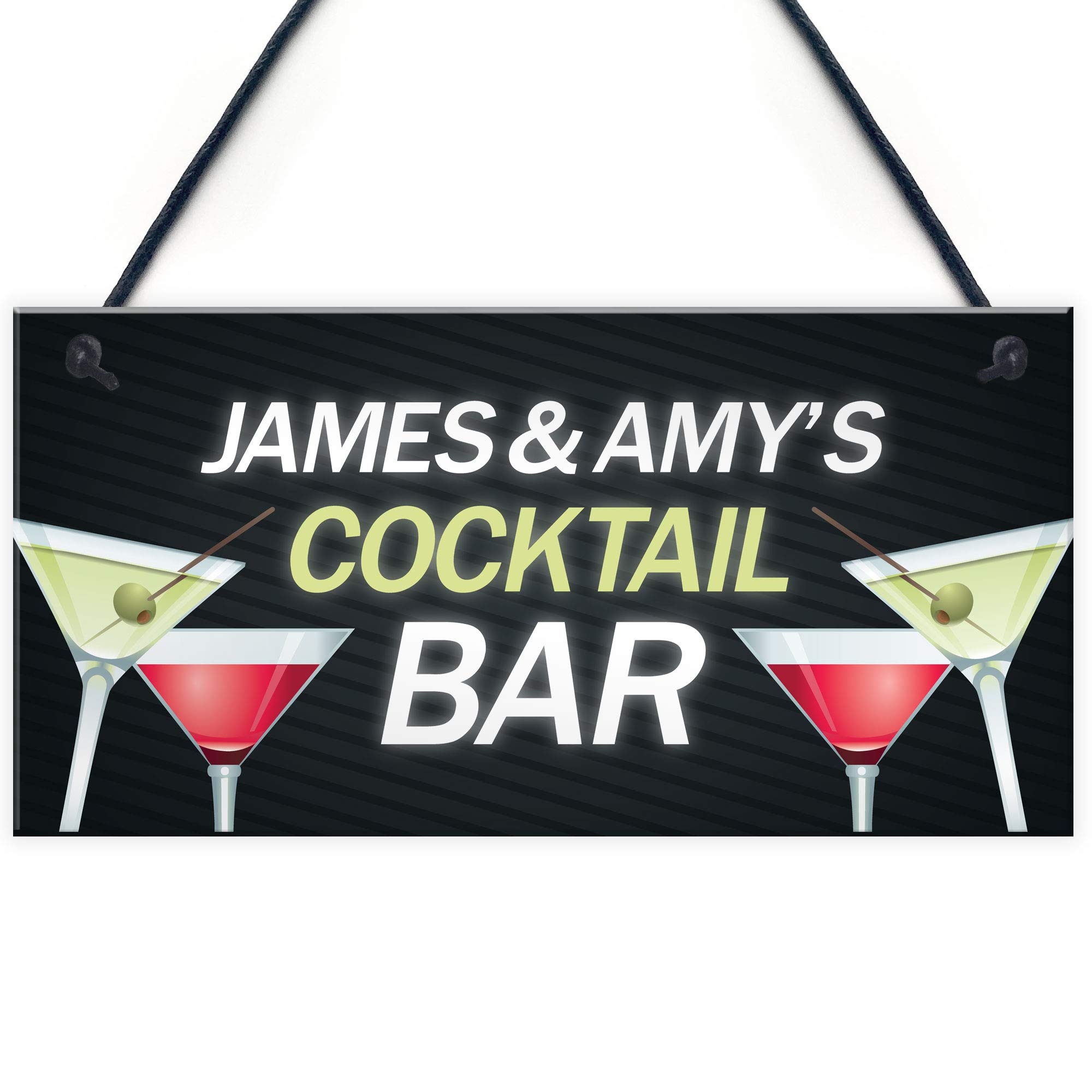 Red Ocean Personalised Cocktail Bar Signs Plaques Novelty Bar Sign For Home Alcohol Gifts For Him Her