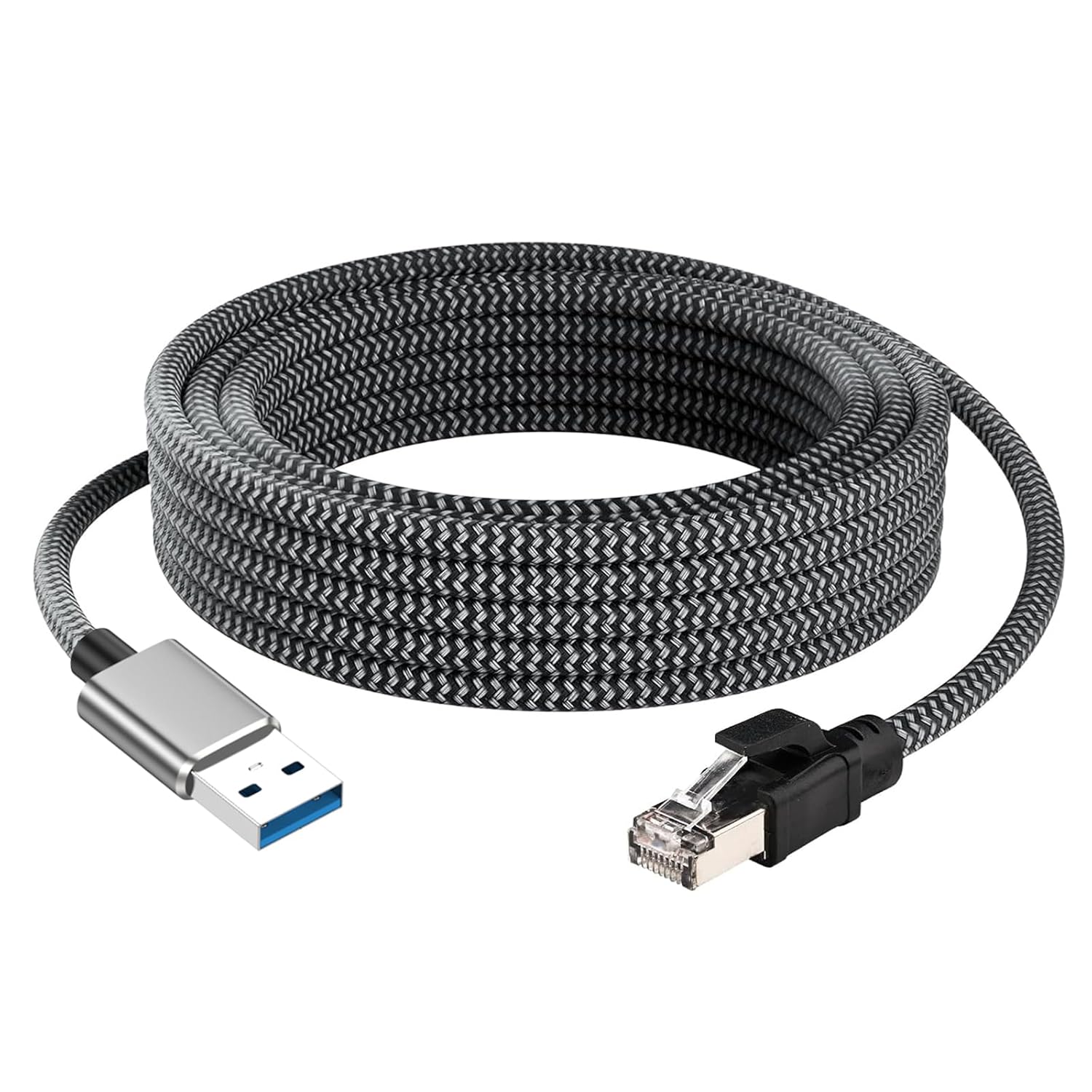 Ethernet to USB Cable 2.5Gigabit, USB A 3.0 to RJ 45 Cord 6.6FT, High Speed Transfer, Directly Connected，Nylon Braid, Plug &Play, Thunderbolt 3/4 Compatible for Laptop, MacBook,Surface