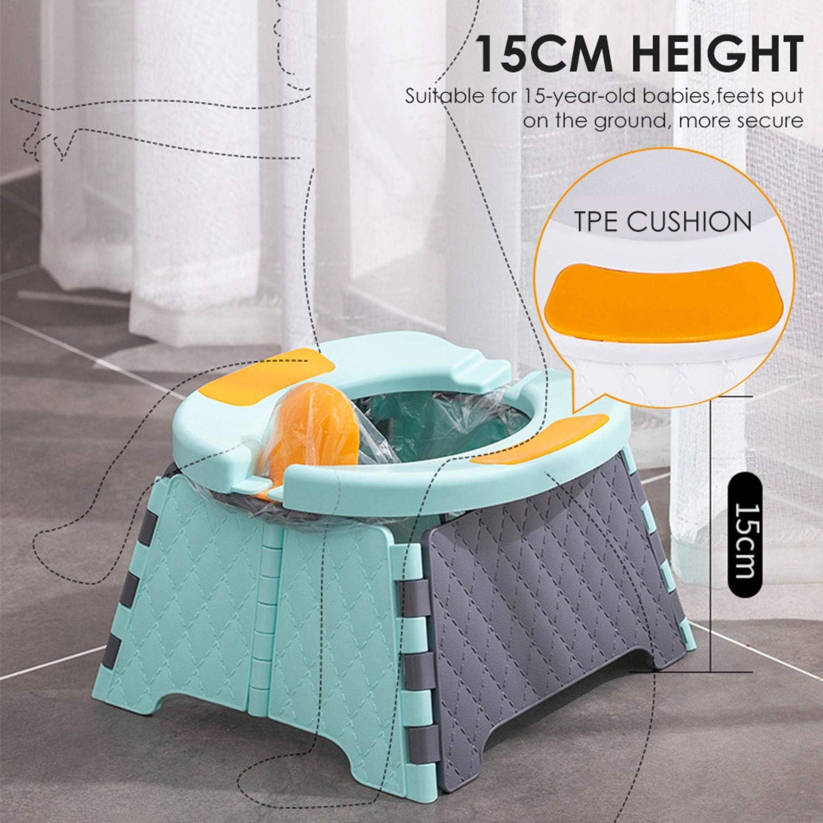 zaizai Taburete De Inodoro Plegable Portátil para Automóvil, Orinal De Viaje para Adultos, Niños, Inodoro De Emergencia Móvil, Asiento De Inodoro, Inodoro Portátil para Automóvil,Inodoro De Camping