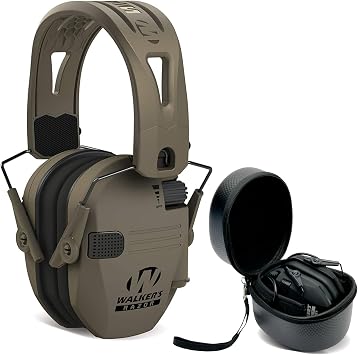 Walkers Razor Slim Electronic Shooting Hearing Protection Muff Sound Amplification and Suppression with Protective Case