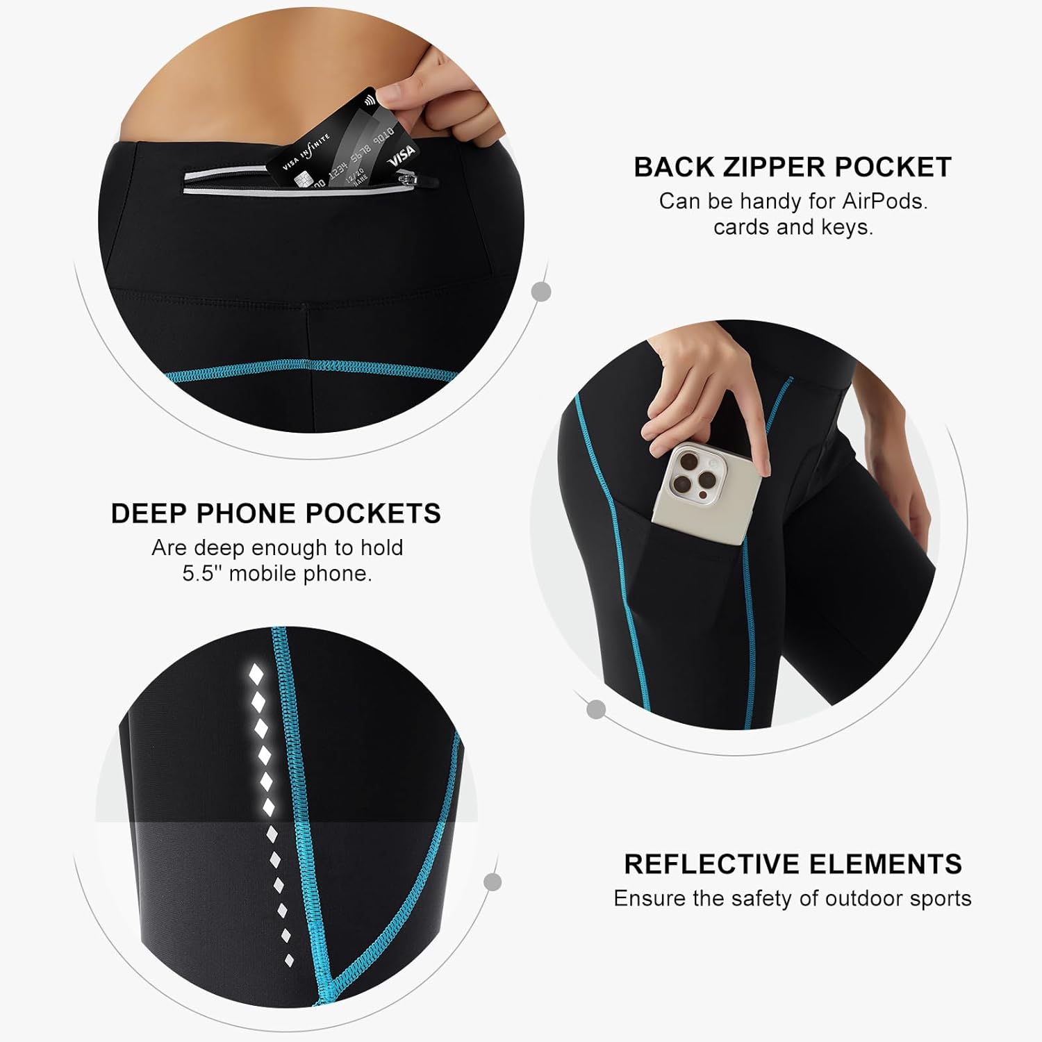 beroy Women's Bike Pants 4D Padded Cycling Tights High Waist Bicycle Road Mountain Biker Spinning Leggings with Pockets - Image 4