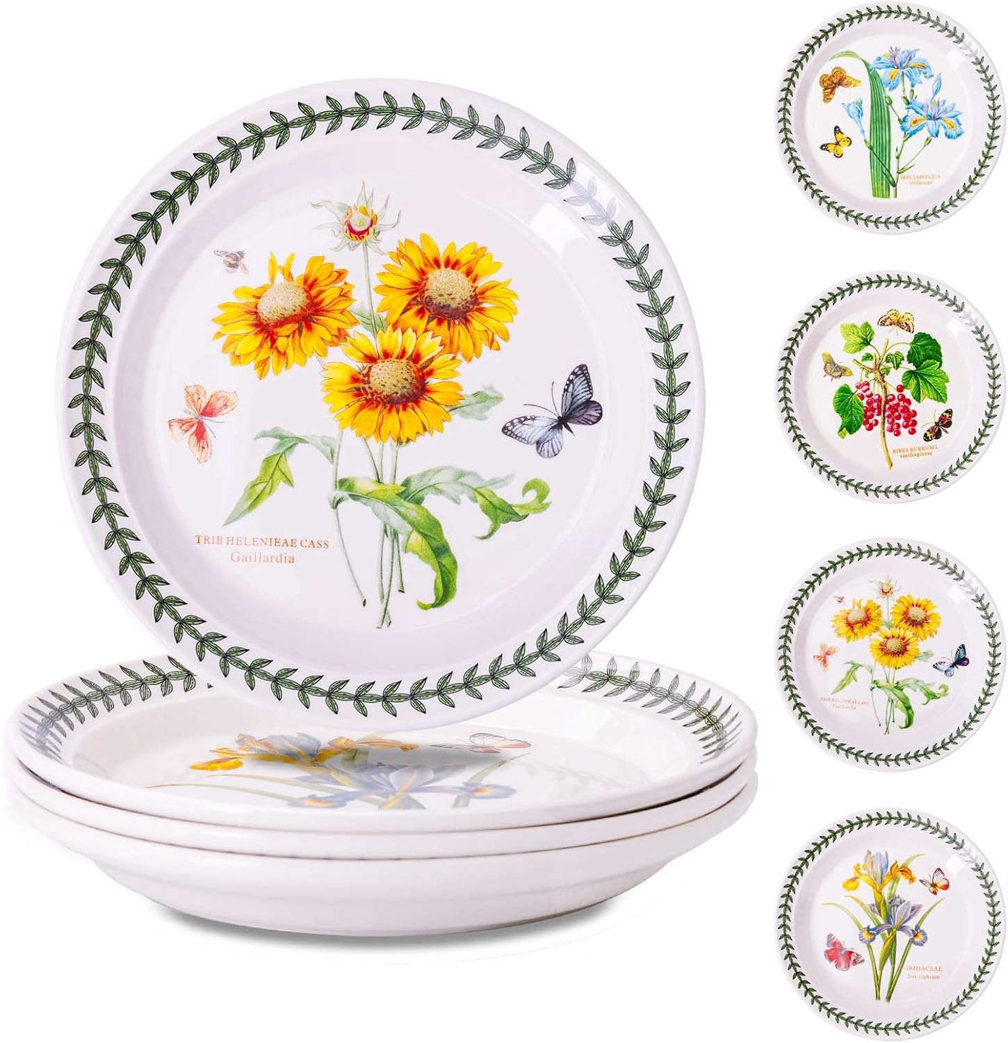 KXZ Set of 4 Ceramic Salad Plates – 8.5 Inch Small Porcelain Dinner Plates, Floral Design, Microwave Safe Dessert & Lunch Plates – Vintage Stoneware for Breakfast or Side Dishes