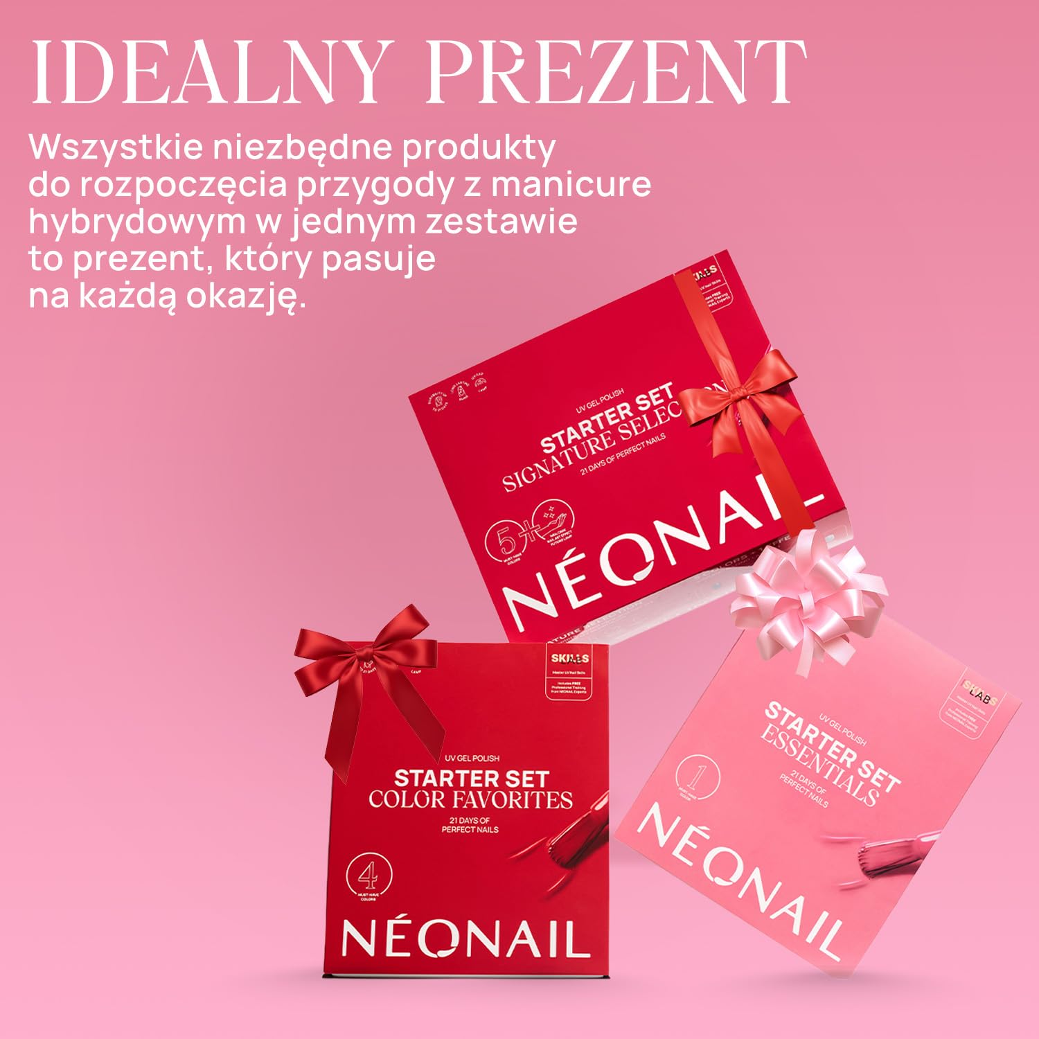 NÉONAIL Zestaw do manicure hybrydowego - Essentials Starter Set - Zestaw do stylizacji paznokci z lampą LED 10W/36