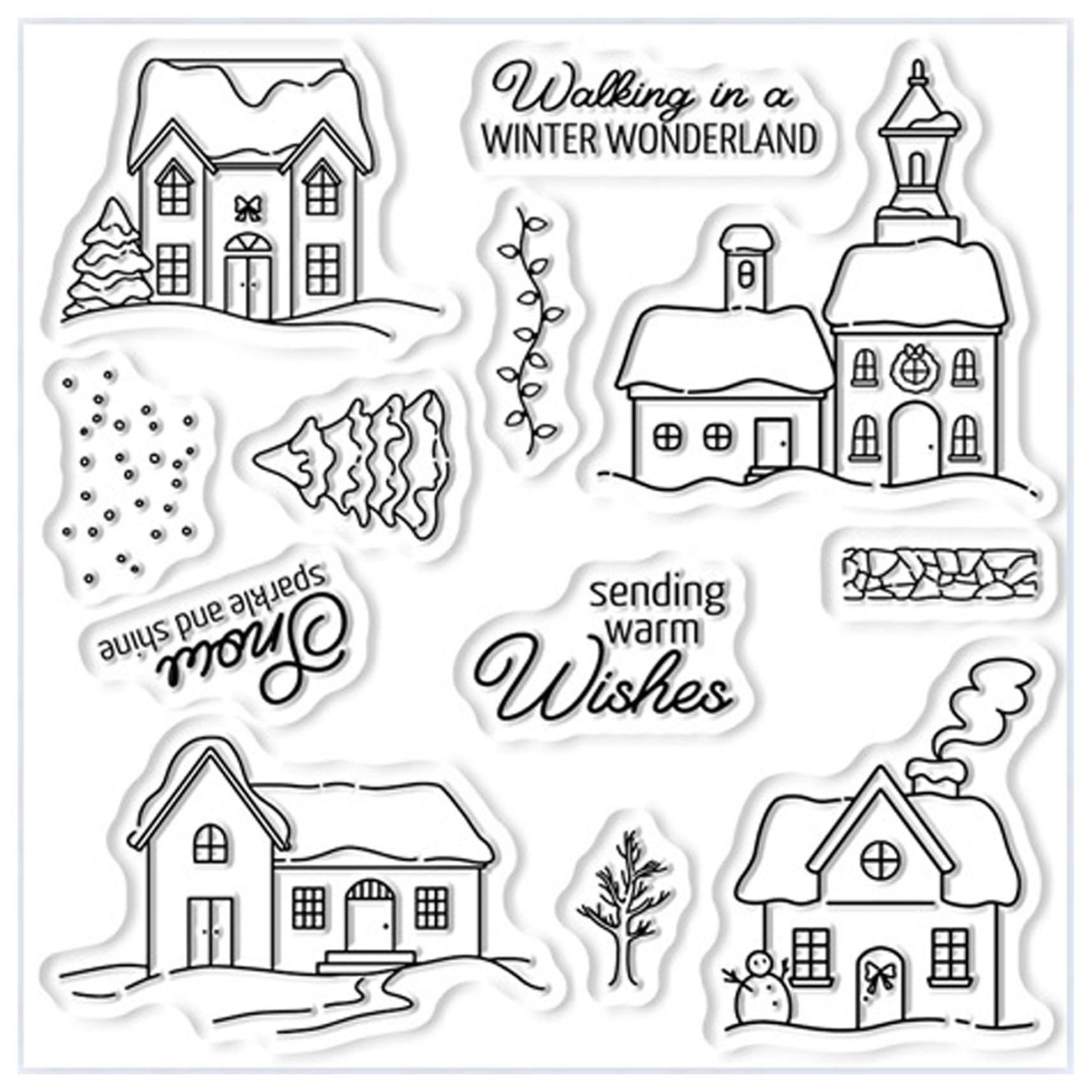 Christmas Stamps House Clear Christmas Stamps for Card Making Reusable Silicone Stamp for Holiday DIY Scrapbooking, Photo Album Clear for Card Making