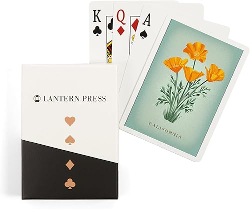 Lantern Press California, Vintage Flora, State Series, California Poppy (52 Playing Cards, Poker Size Card Deck with Jokers)