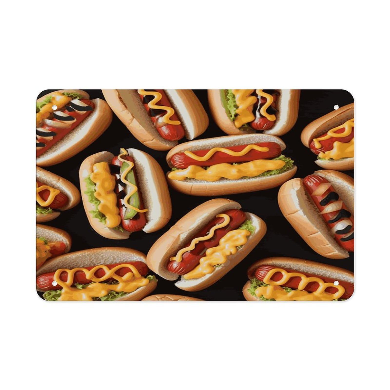 Fekiloot Style Fun Food Hot Dogs Metal Signs Wall Art Tin Sign