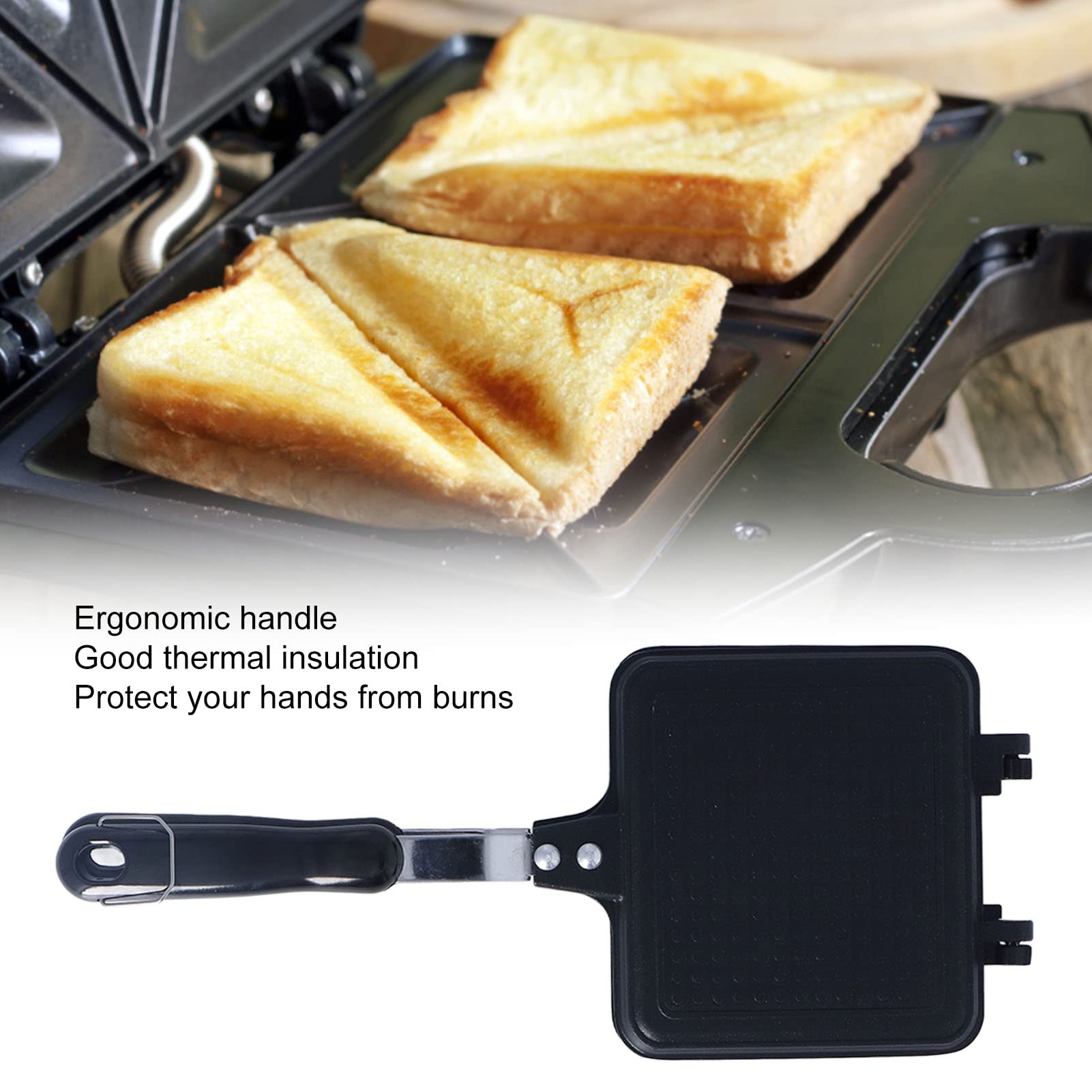 Machine à Sandwich Chaud, Antiadhésif Amovible avec Poêle à Sertir Double Face Universelle IH pour Cuisinières à Gaz, Camping de Cuisine grillé Croustillant