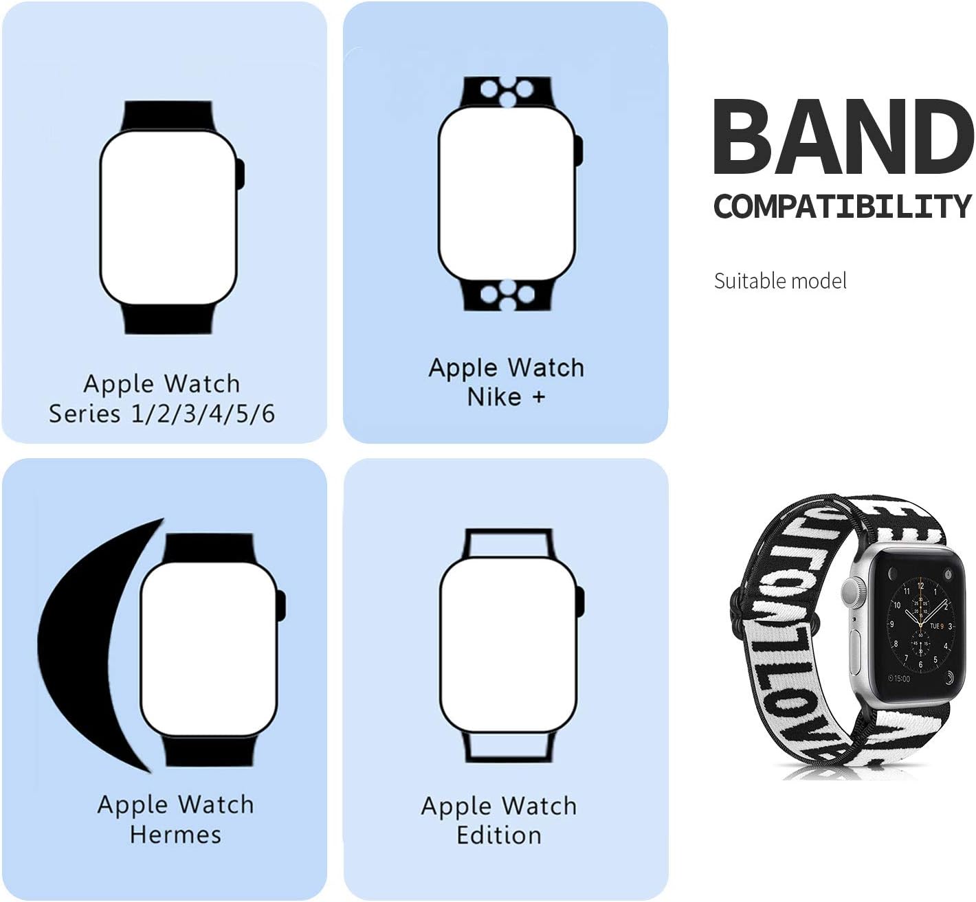 Ecogbd Elastic Replacement Strap Compatible with Apple Watch - Image 4