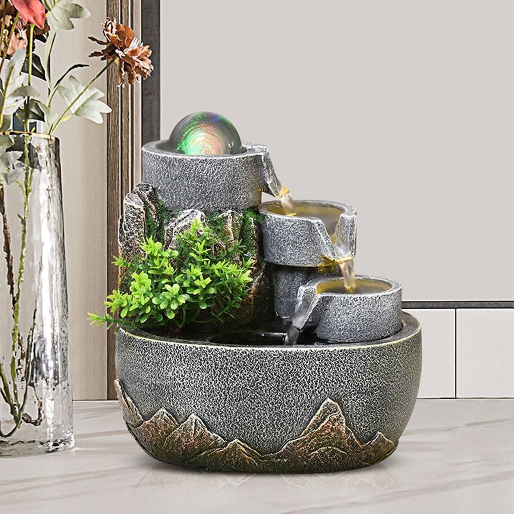 Waterfall Fountain Water Wheel Water Fountain Decorative Ornaments Desktop Living Room Circulating Water Study Desktop Fountain Decorative Tabletop Fountains