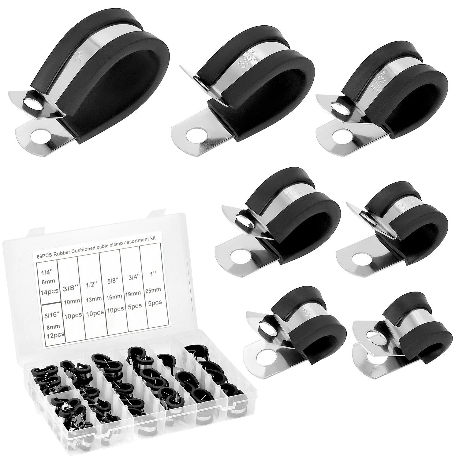 10 Fascette Fermacavo Acciaio Inox 38 Mm Con Gomma – LOUZAGO Per Tubi E Cavi - 3