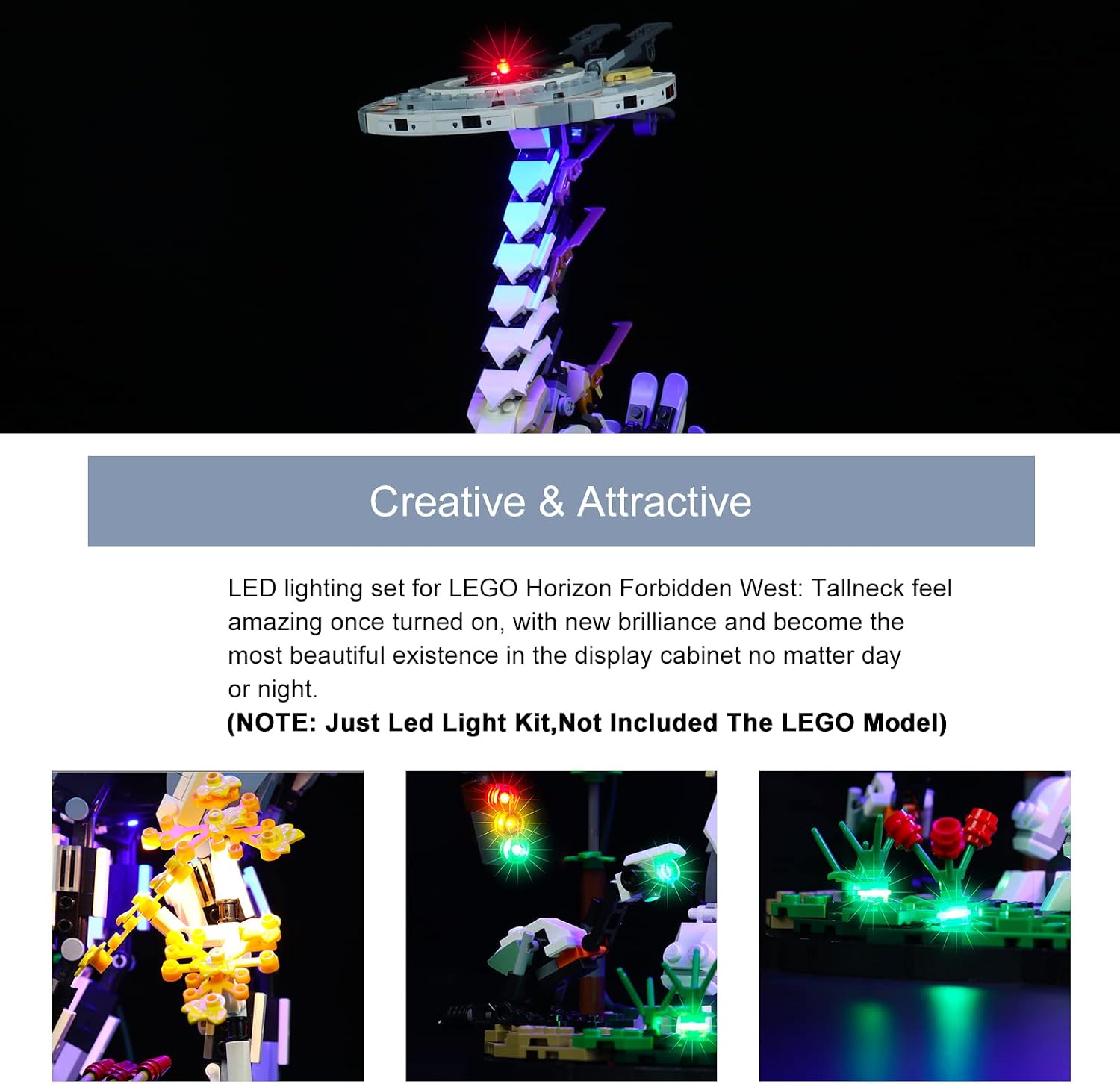 BrickBling LED Lighting Compatible with Lego 76989 Horizon Forbidden West: Tallneck Building Set, Creative Lights Compatible with Lego Horizon Forbidden West-Upgraded Version (Only Lights, No Model)