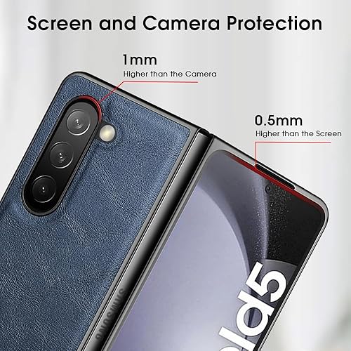 Miniatura 10 de X-level Funda para Samsung Galaxy Z Fold 5, delgada y delgada de piel sintética de alta calidad, protección a prueba de golpes, funda plegable para