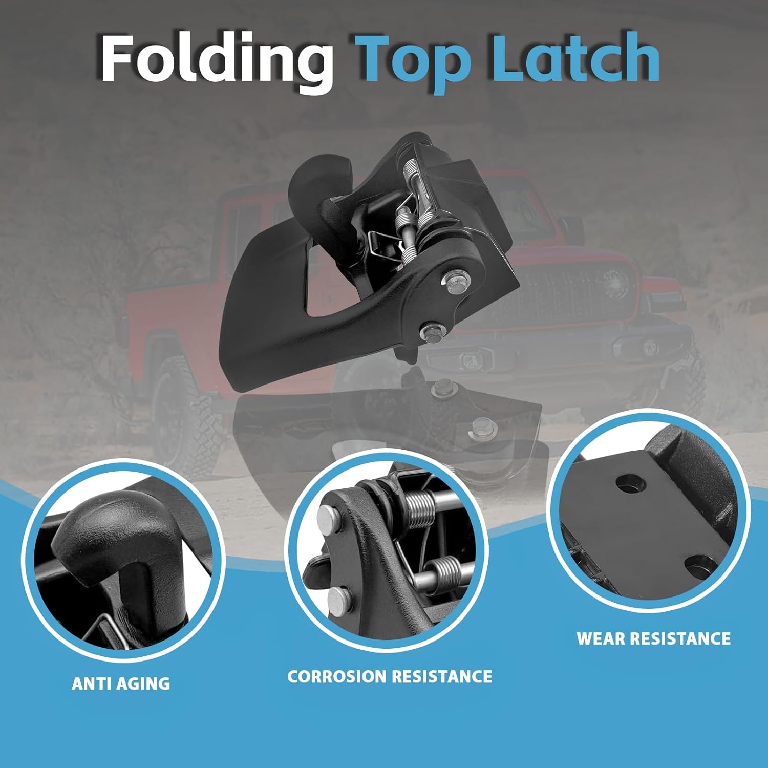 Folding Top Latch 68391566AB Compatible with Jeep Wrangler JL 2018-2024 / Gladiator 2020-2024 Replace 68391566AA