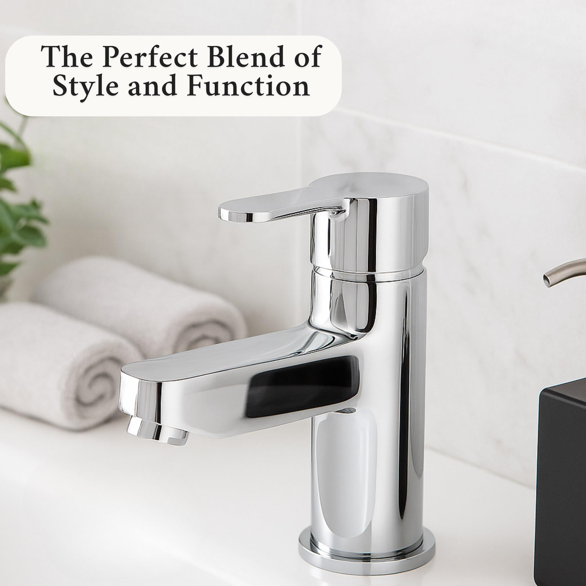 Chrome Mono Basin Mixer Tap Bathroom Sink Faucet, Medium - Image 4