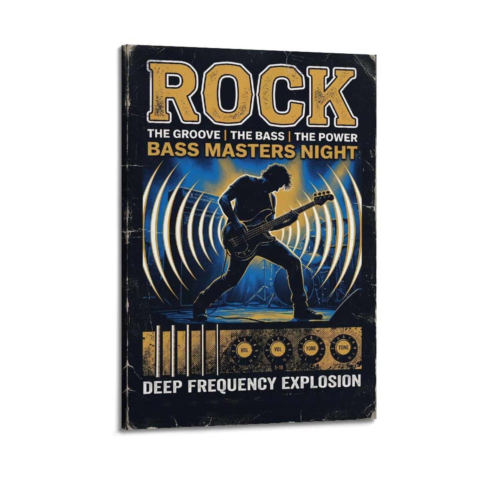 OKNGB Vintage Grunge Gig Style Vintage Bass Guitar Rock Poster Decorative Painting Canvas Art Picture 20x30inch(50x75cm)