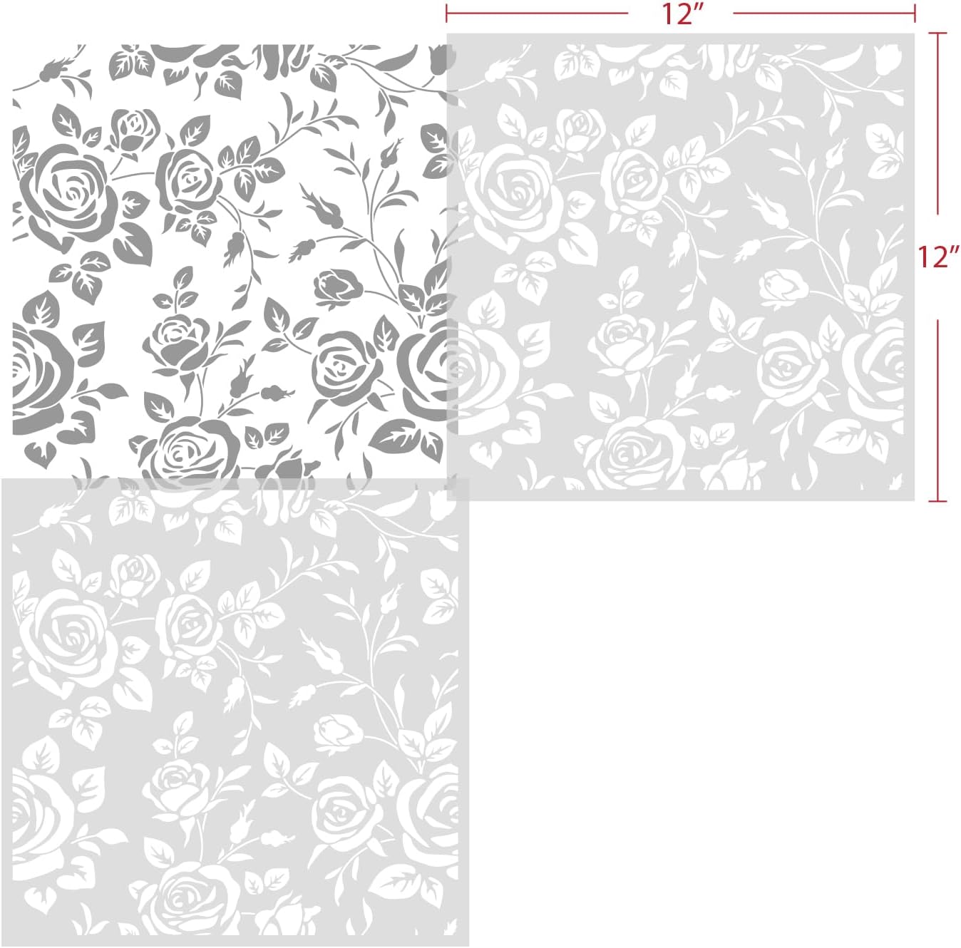 GSS Designs Allover Roses Wall Stencil Rose Stencils for Wall Decor DIY Nursery Pattern Stencil Large Reusable Flower Stencils Instead of Wallpaper
