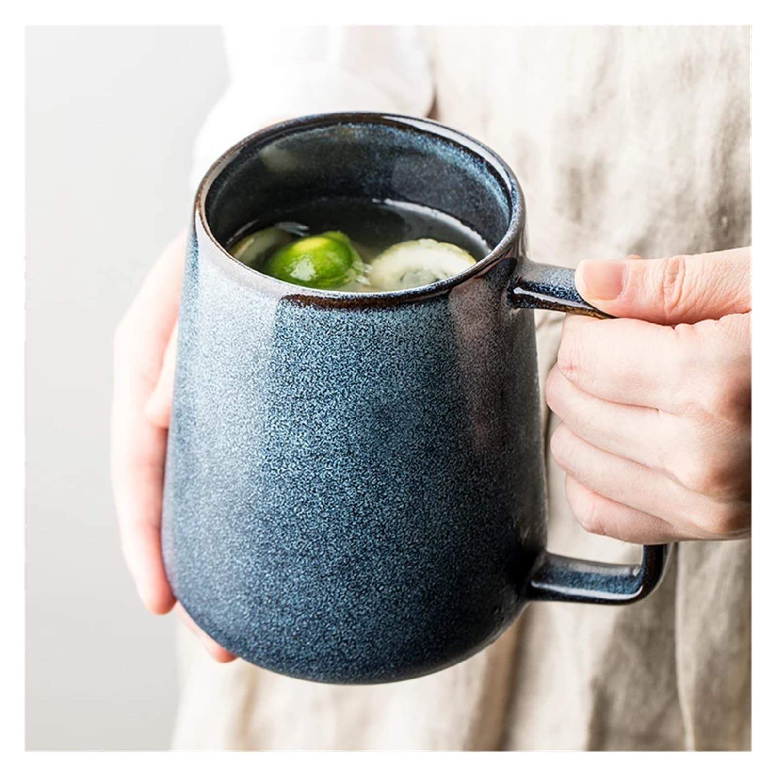 Tasse Mit Deckel 700ml Retro Keramik Becher Mit Löffel Kaffee Kreative Büro Büro Tee Trinken Drink Paare(NO Spoon lid)