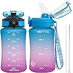 OLDLEY Kids Water Bottle for School, 12 oz (2 lids) BPA-Free Reusable Leak-proof Durable Tritan Plastic Water Bottles with Straw & Chug Lids, Anti-dust Spout Cover (Lake)