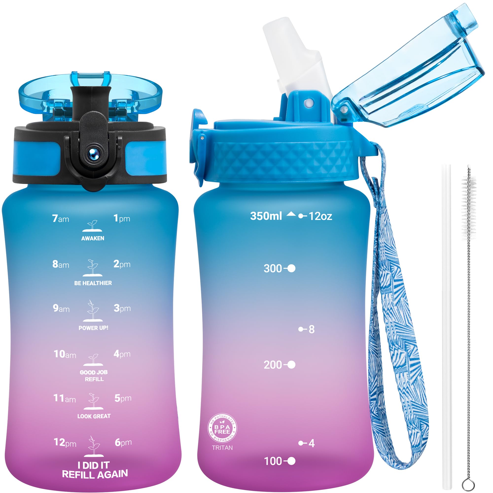 Bouteille d'eau pour école et sport OLDLEY gourde réutilisable durable couleur lac 355 ml