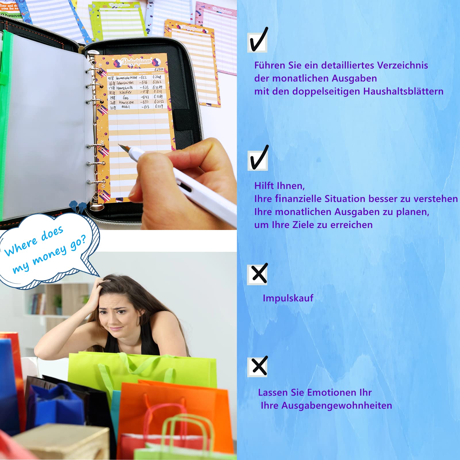 Fogli Budget A6 - 60 Pezzi Per Planner, Organizzazione Spese, 6 Fori - Foto 13