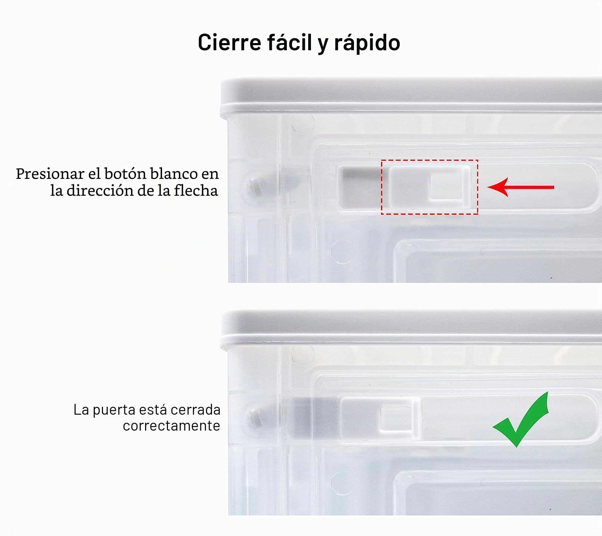 S.I.C SIC Caja de Almacenamiento Plegable Transparente con Puerta Frontal, Cajas de Almacenamiento de Plástico, Organizador para Maletero de Coche, Armarios, Hogar, Oficina (42x28x21 CM, Blanco-2)