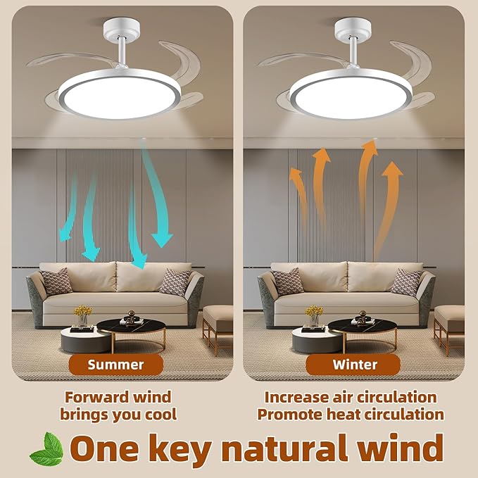 Ventilador de Techo 42 Pulgadas con Luz, Control Remoto/APP, miniatura 4