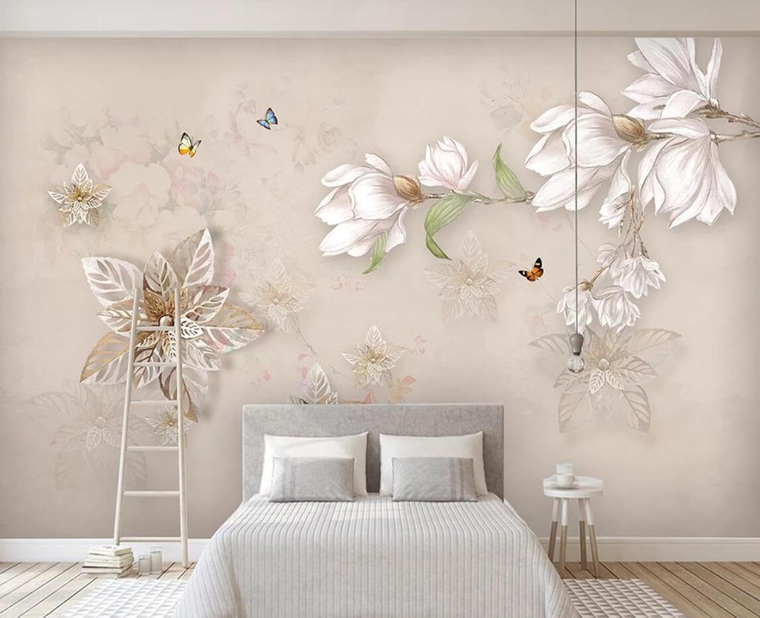 Papier peint decoration manger interieure salon fleur rose 3D