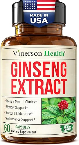 Panax Ginseng Supplement 1000mg – Korean Red Ginseng Extract for Men & Women – Energy, Focus & Stamina Support – Standardized Full-Spectrum