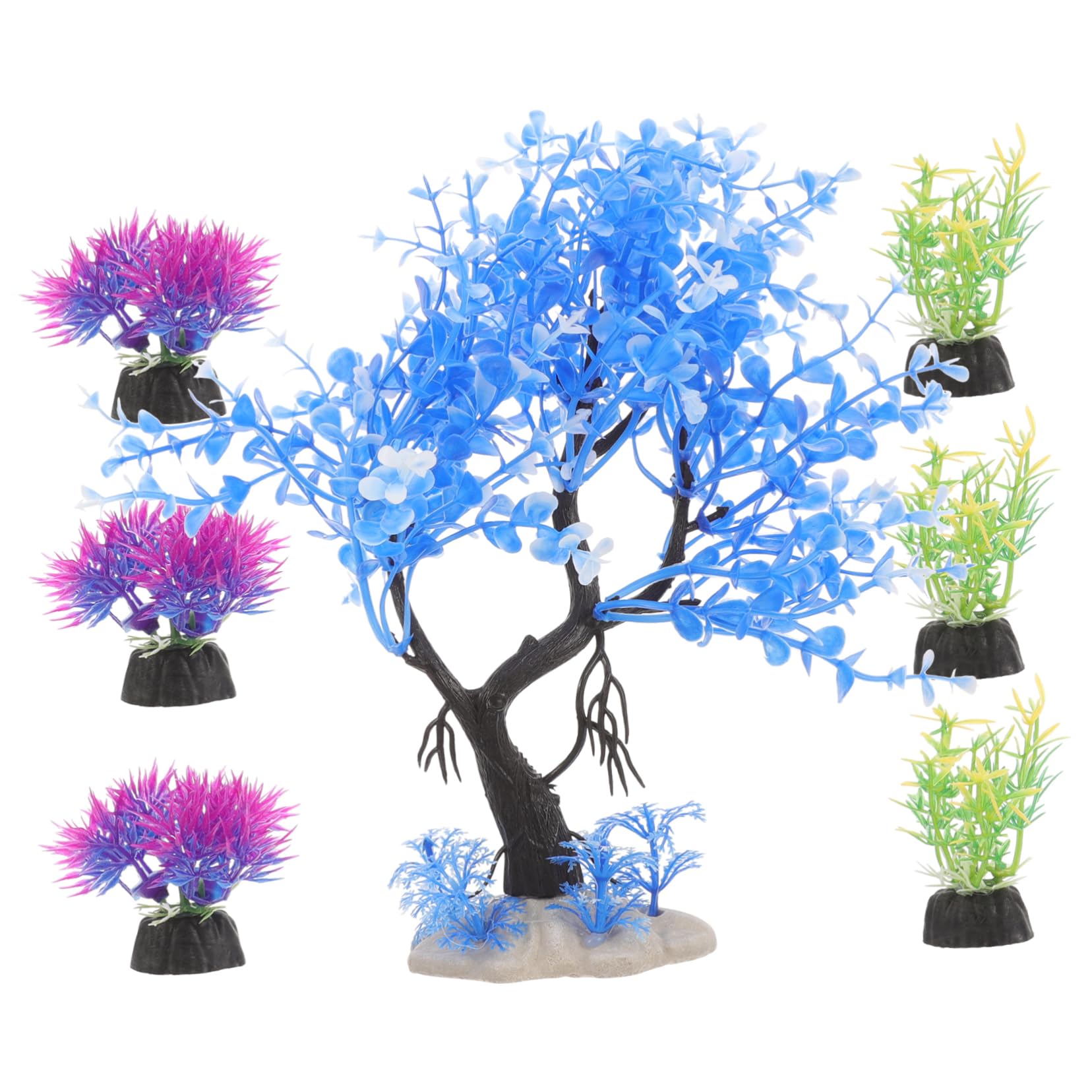 3 set Decorazione Per Acquario Con Acquatica Simulata Decorazione Per Acquario e Per Piante Acquatiche Per Accessori Per 7 pezzi*3